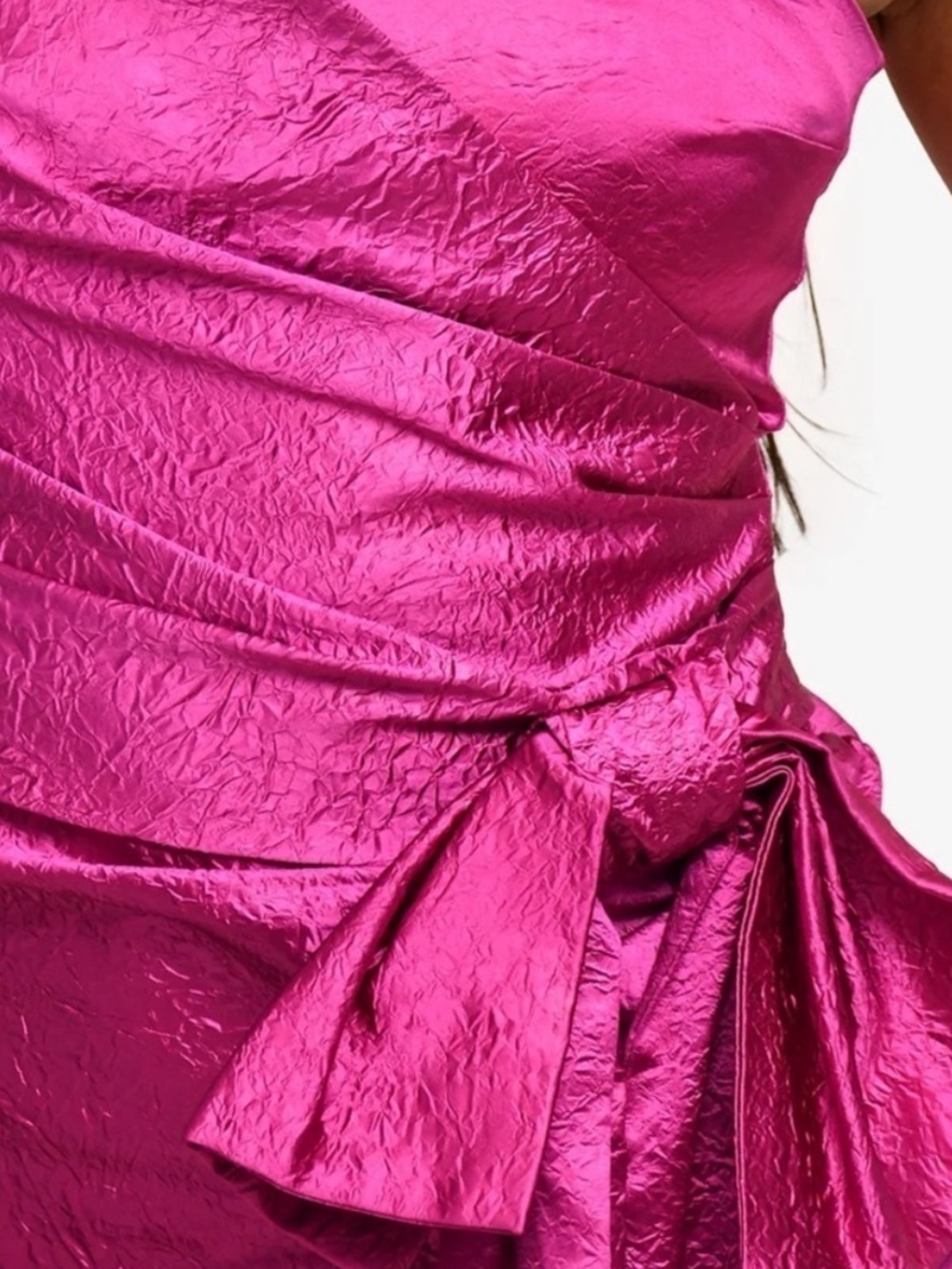 Ronny Kobo Magenta Metallic Carolayna Strapless Ruched Bow Mini Dress Size S NWT - Picture 5 of 10